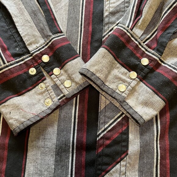 Wrangler Mens Western Shirt Size XL Striped Pearl Snap Long Sleeve Rodeo Classic - Picture 4 of 13